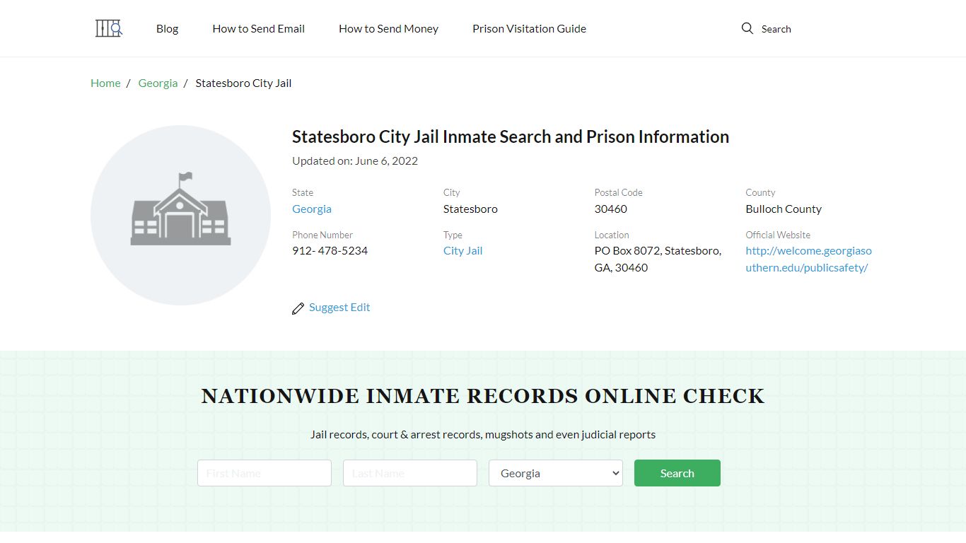 Statesboro City Jail Inmate Search, Visitation, Phone no ...