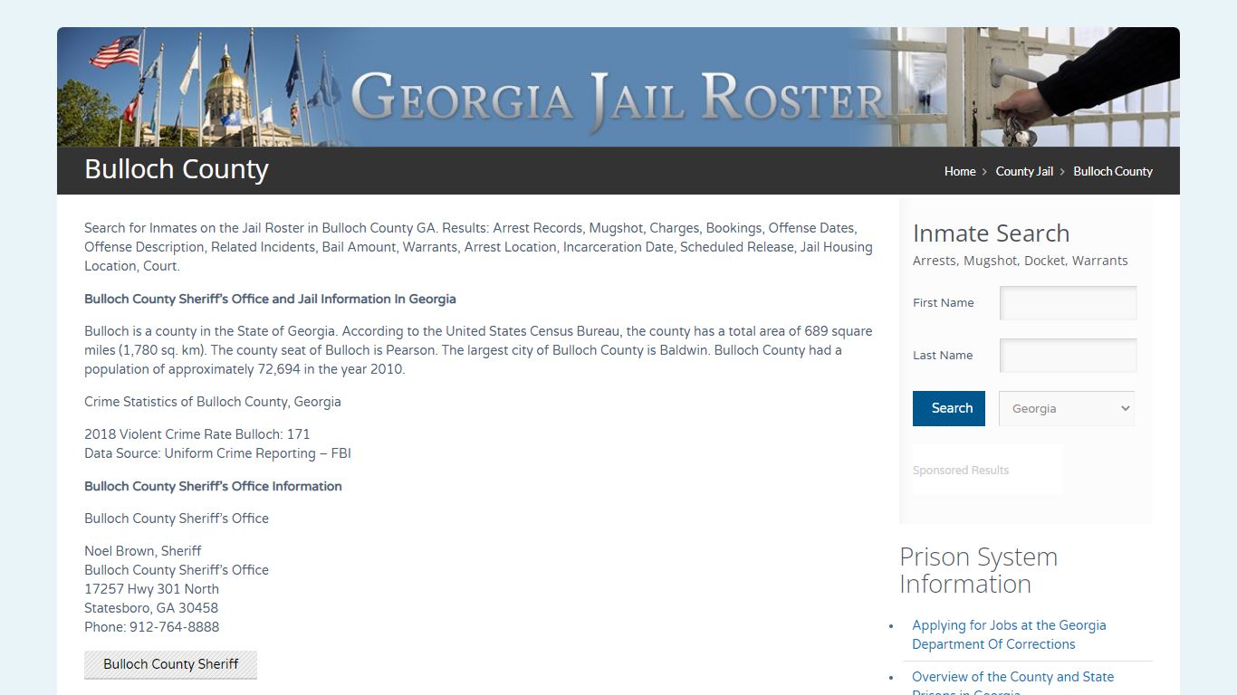 Bulloch County | Georgia Jail Inmate Search